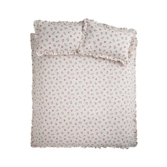 Frill Ditsy Floral Duvet Set - Cream, Polycotton