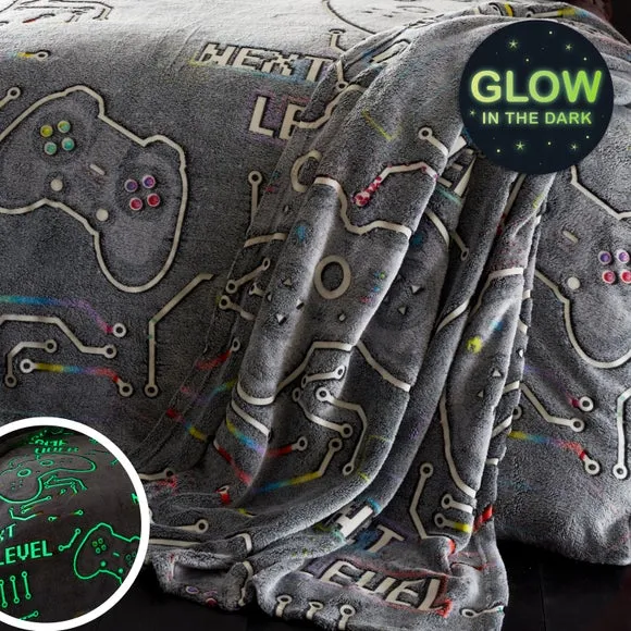 Gaming Fleece Throw Blanket - Black, Fleece