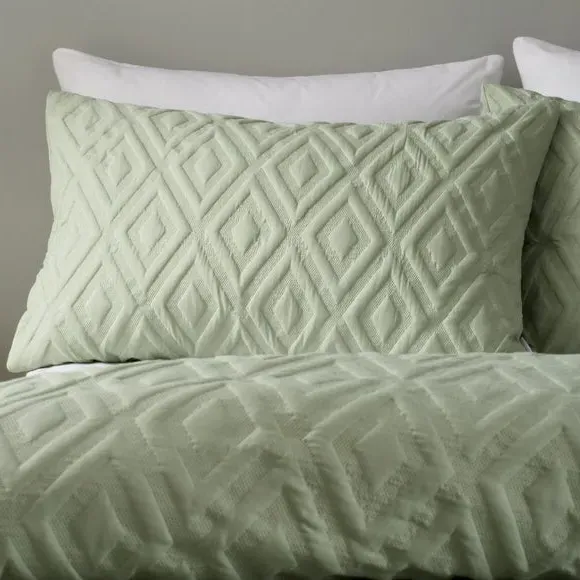 Geo Duvet Cover Set with Pillowcase - Green