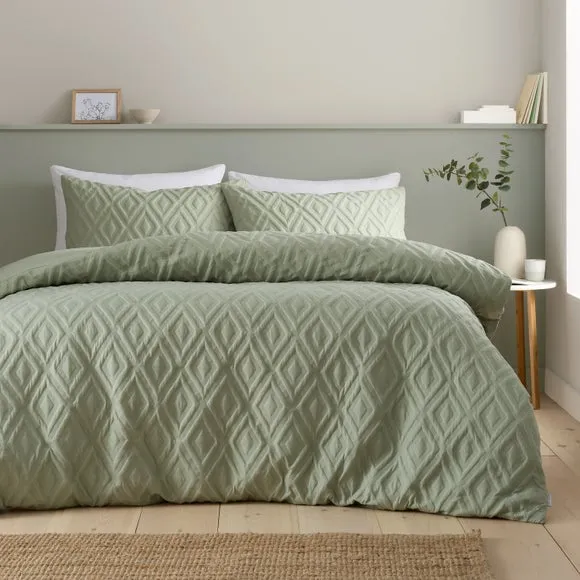 Geo Duvet Cover Set with Pillowcase - Green