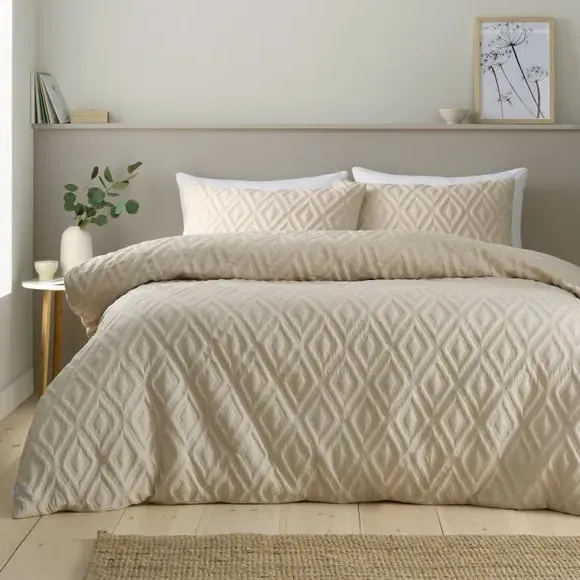 Geo Duvet Cover Set with Pillowcase - Natural