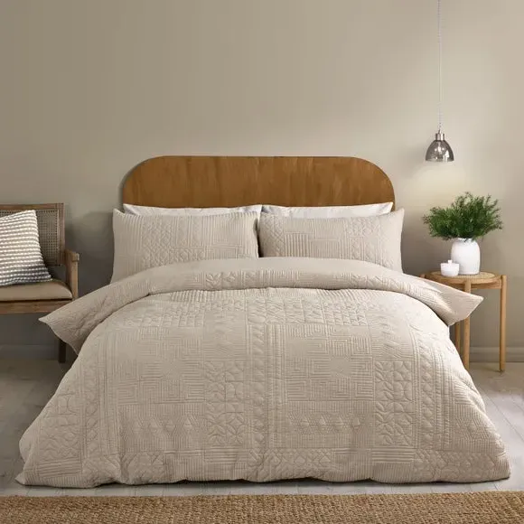 Geo Duvet Cover Set with Pillowcase - Natural