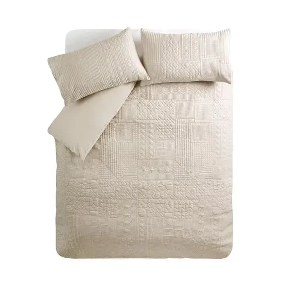 Geo Duvet Cover Set with Pillowcase - Natural