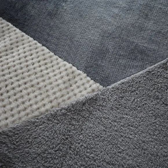 Geo Fleece Duvet Cover Set - Grey, Polyester