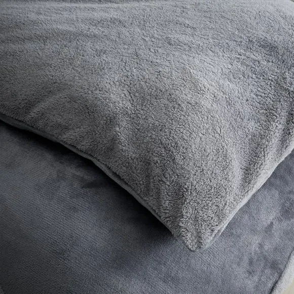 Geo Fleece Duvet Cover Set - Natural, Polyester