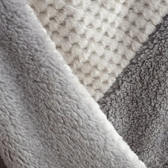 Geometric Fleece Throw Blanket - Grey, Sherpa