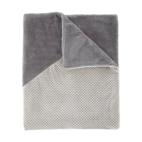 Geometric Fleece Throw Blanket - Grey, Sherpa