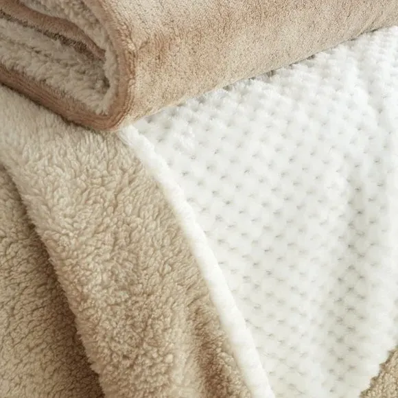 Geometric Fleece Throw Blanket - Natural, Sherpa