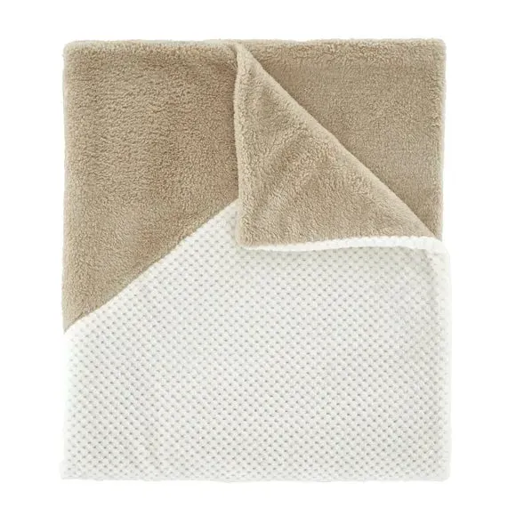Geometric Fleece Throw Blanket - Natural, Sherpa