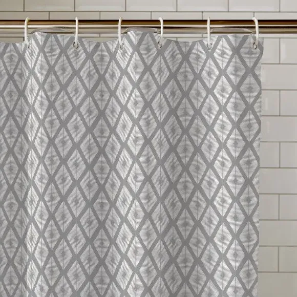 Geometric Shower Curtain - Silver, Fabric