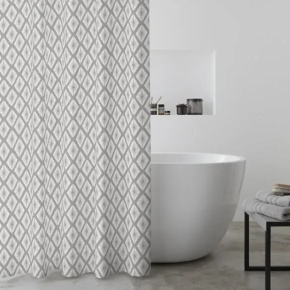 Geometric Shower Curtain - Silver, Fabric image