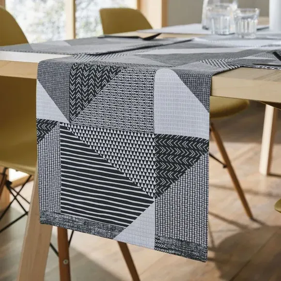 Geometric Table Runner - Grey, Cotton image