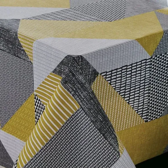 Geometric Tablecloth with Wipe Clean - Yellow, Cotton