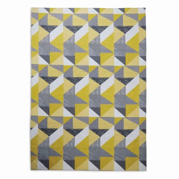 Geometric Tablecloth with Wipe Clean - Yellow, Cotton