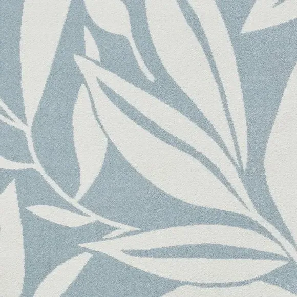 Hand-Carved Rug with Leaves Pattern - Blue