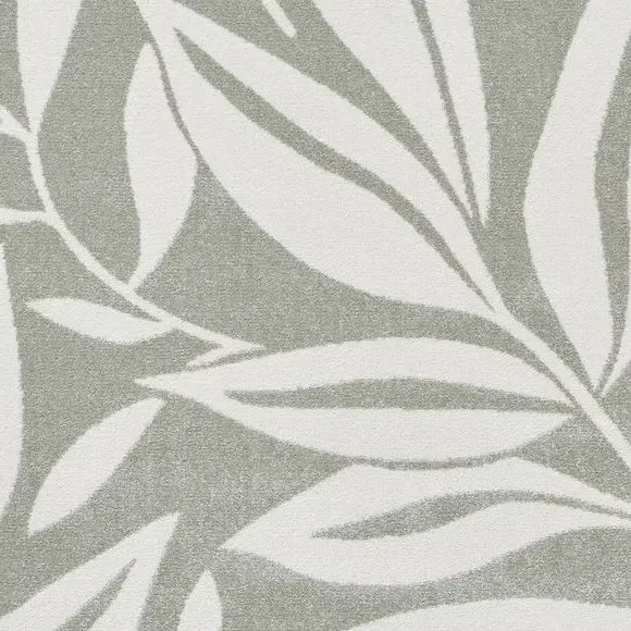 Hand-Carved Rug with Leaves Pattern - Green