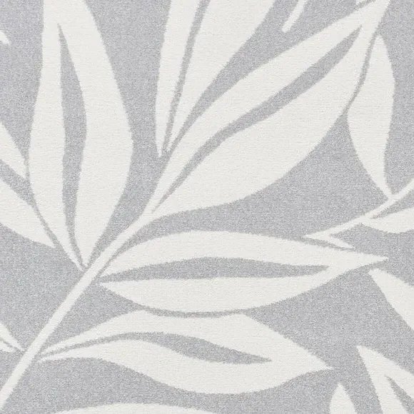 Hand-Carved Rug with Leaves Pattern - Grey