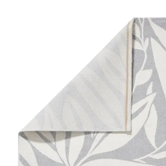 Hand-Carved Rug with Leaves Pattern - Grey