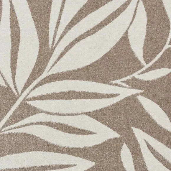Hand-Carved Rug with Leaves Pattern - Natural