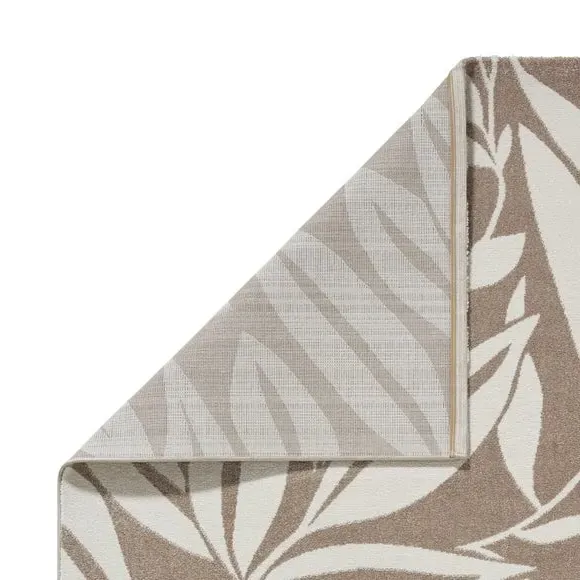 Hand-Carved Rug with Leaves Pattern - Natural