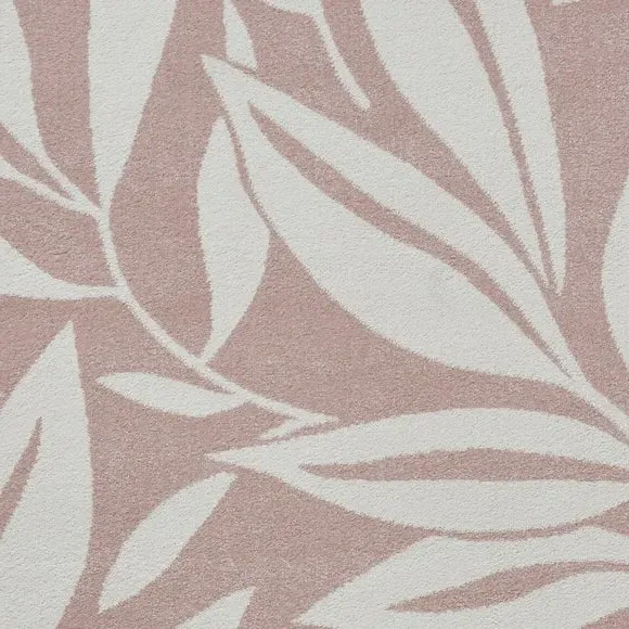 Hand-Carved Rug with Leaves Pattern - Rose