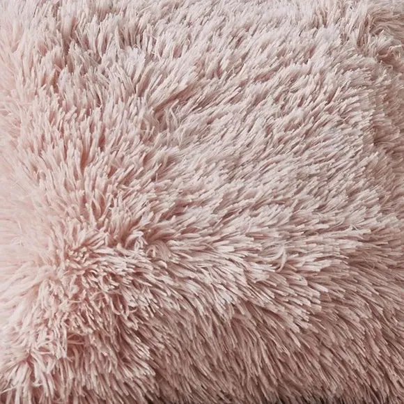 Heart Cushion with Faux Fur - Blush, Polyester