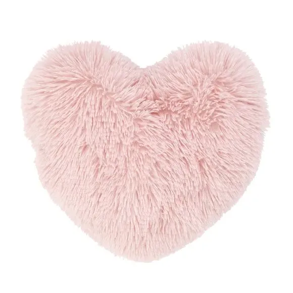 Heart Cushion with Faux Fur - Blush, Polyester