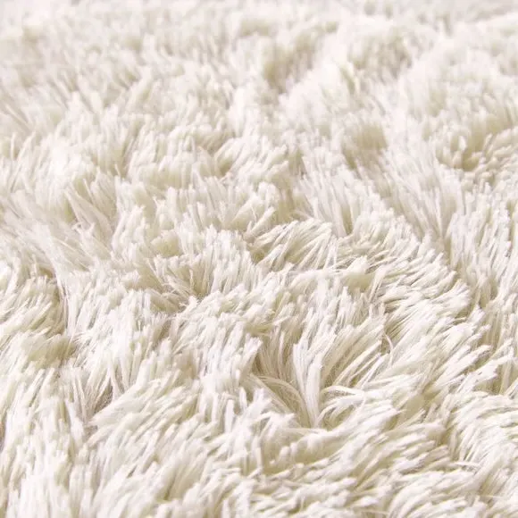 Heart Cushion with Faux Fur - Cream, Polyester
