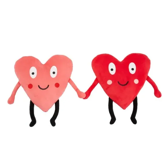 Heart-Shaped Cushion with Magnetic Hands - Pink