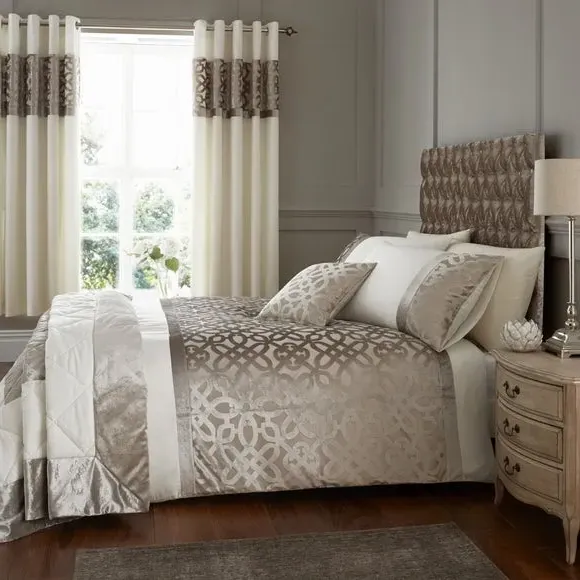 Lattice Cut Velvet Cushion - Natural, Polyester