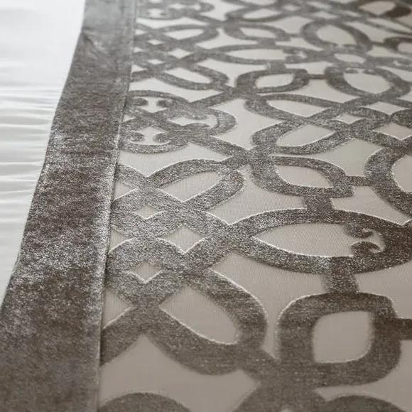 Lattice Cut Velvet Duvet Set - Natural, Velvet