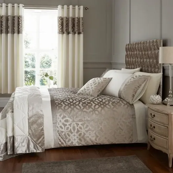 Lattice Cut Velvet Duvet Set - Natural, Velvet