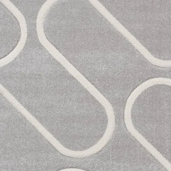 Linear Curve Rug Hand-Carved - Grey