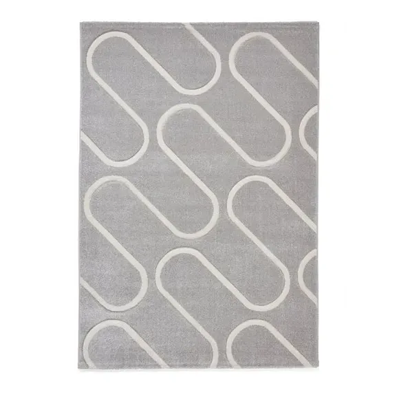 Linear Curve Rug Hand-Carved - Grey