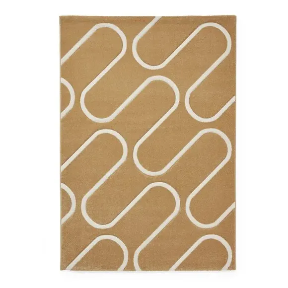 Linear Curve Rug Hand-Carved - Ochre