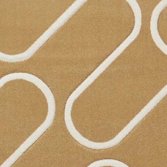 Linear Curve Rug Hand-Carved - Ochre