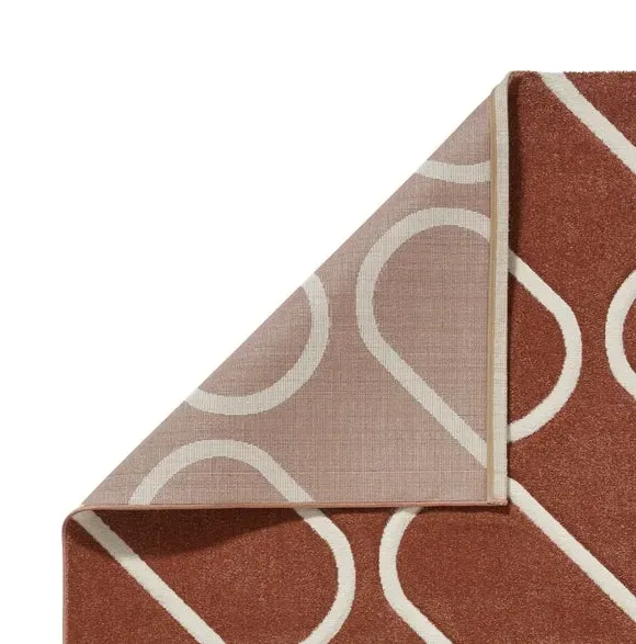 Linear Curve Rug Hand-Carved - Terracotta