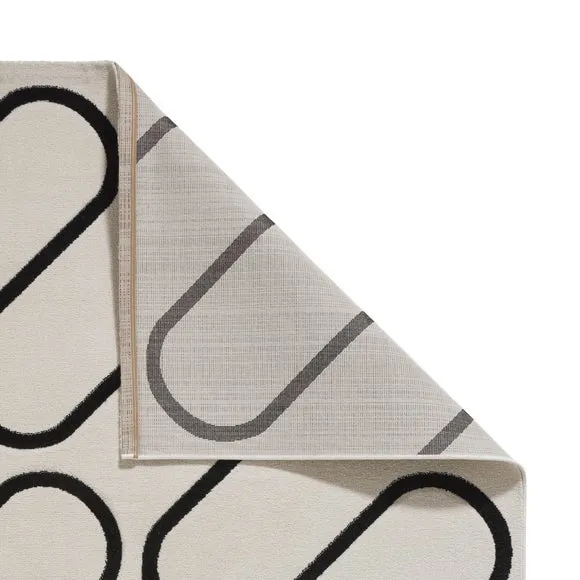 Linear Curve Rug Hand-Carved - White/Black