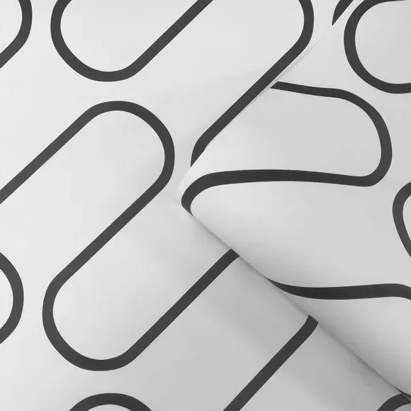Linear Curve Wallpaper - Black/White, Geometric