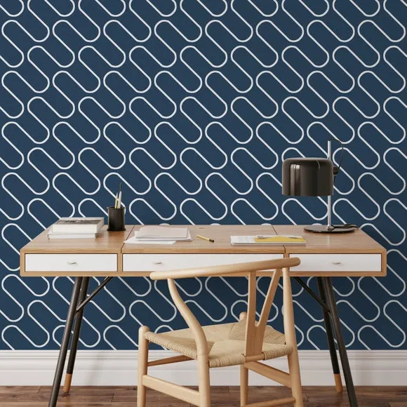 Linear Curve Wallpaper - Blue, Geometric