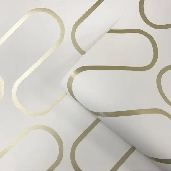 Linear Curve Wallpaper - White, Geometric
