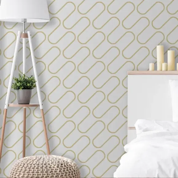 Linear Curve Wallpaper - White, Geometric