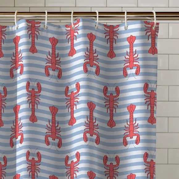Lobster Shower Curtain - Red, Polyester