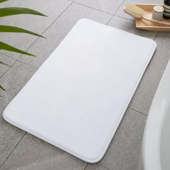Memory Foam Bath Mat Anti-Bacterial - White