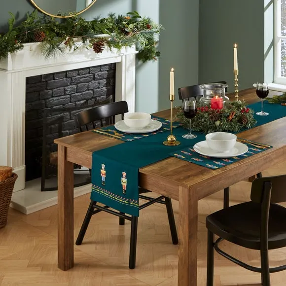 Nutcracker Table Runner - Green, Cotton
