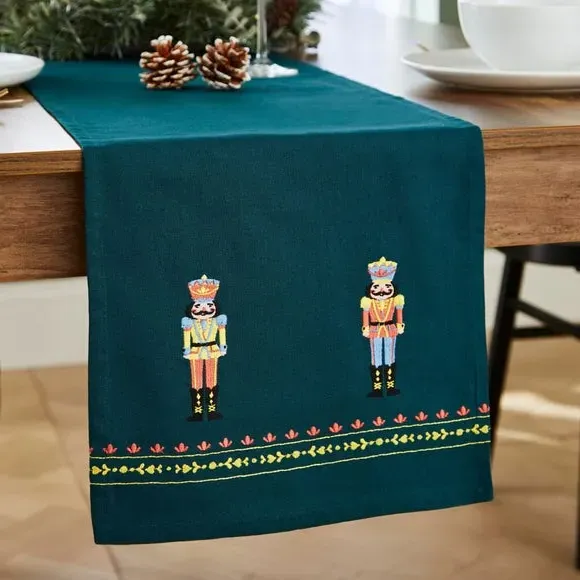 Nutcracker Table Runner - Green, Cotton