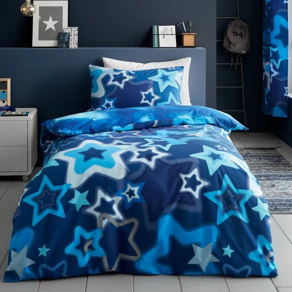 Ombre Stars Duvet Cover Set - Blue, Polycotton image