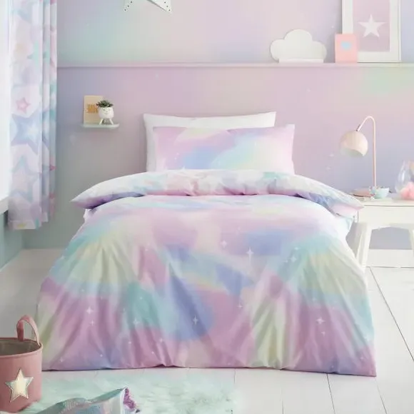 Ombre Stars Duvet Cover Set - White, Polycotton