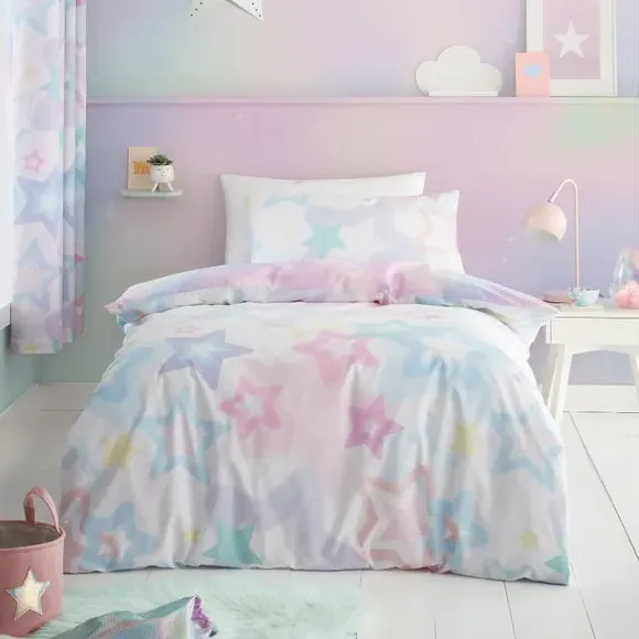 Ombre Stars Duvet Cover Set - White, Polycotton image