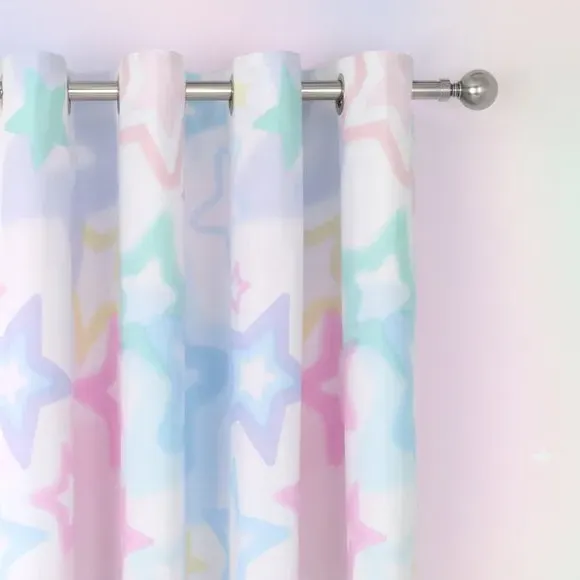 Ombre Stars Eyelet Curtains - White, Polycotton